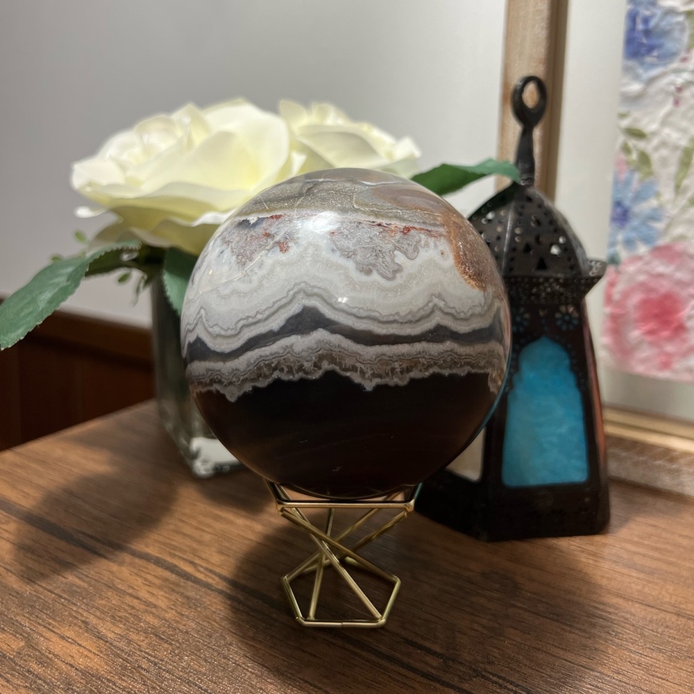 🛑SOLD🛑Extra Large Mexican Crazy Lace Agate Sphere